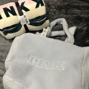 Pink blanket and tote bag